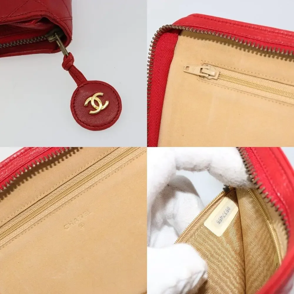 Chanel Lambskin Leather Bicolore Pouch Red